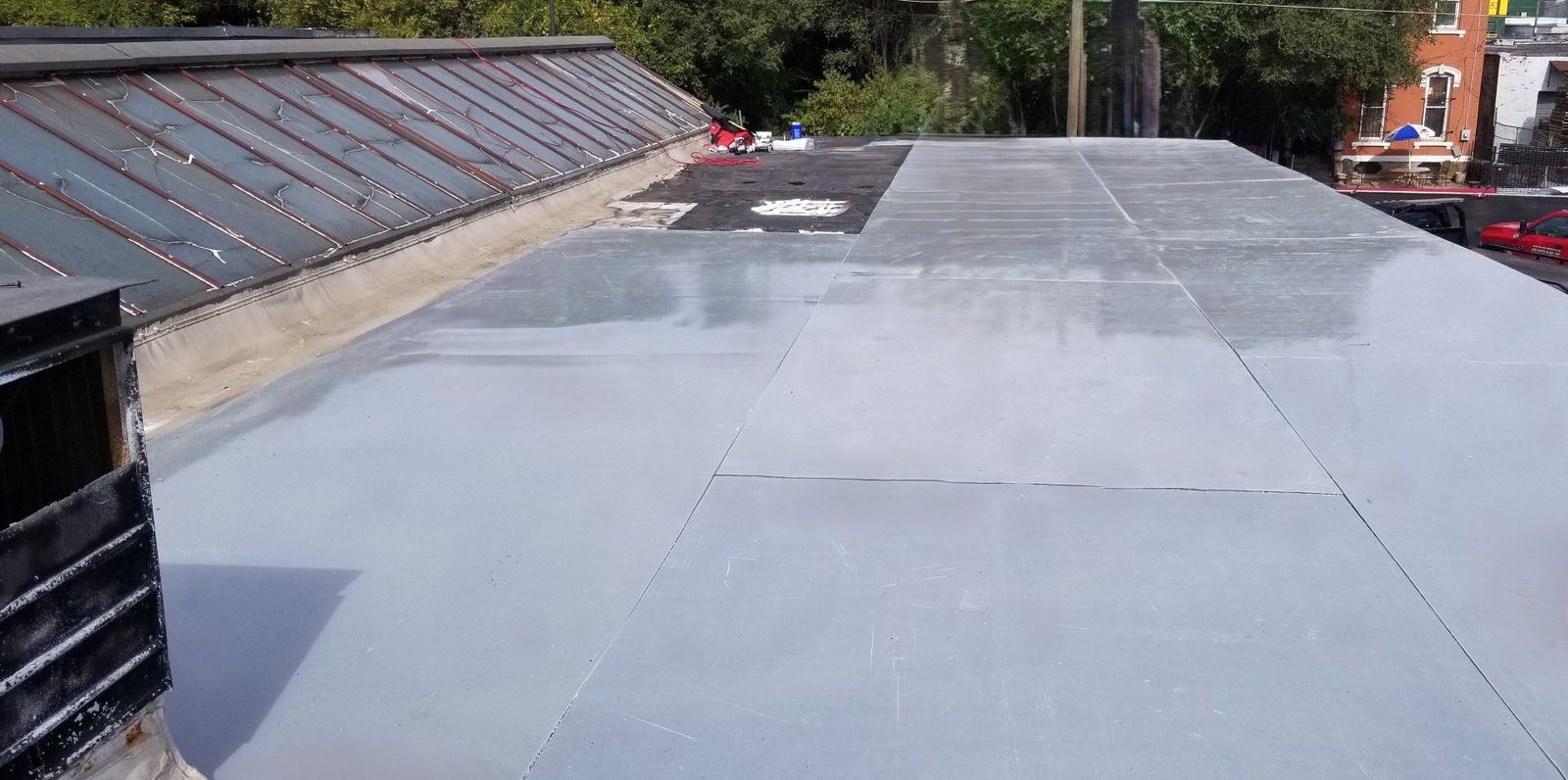 Finished seams on an installed fiberglass roof panel
