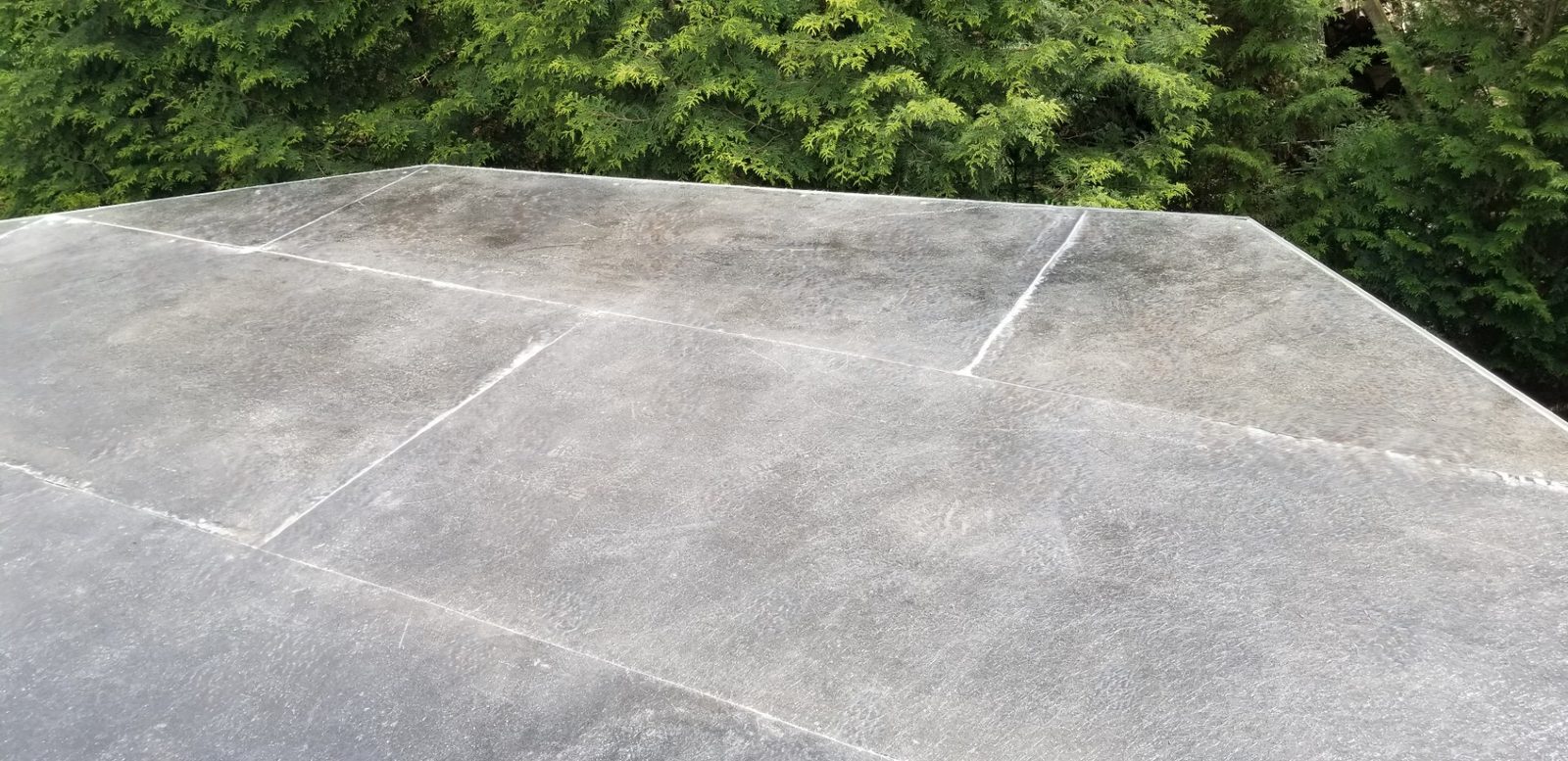 Close-up of the finished fiberglass composite roof surface